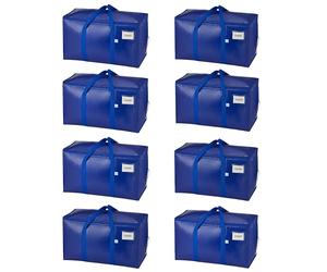 VENO Set da 8 Borse per traslochi extra grandi con cerniere e maniglie per il trasporto, scatole trasloco resistenti per risparmiare spazio (Blu, Set da 8)