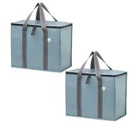 VENO Set di 2 borse termiche da corsa con base rinforzata rimovibile, alimentari, isolamento, resistente, in piedi, chiusura a cerniera a doppia zampa, pieghevole, durevole (blu)