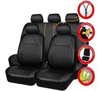 VENOAL 9 Pezzi Coprisedili Auto per Audi A4 B8 Avant Wagon 2008 2009 2010 2011 2012 2013 2014 2015 2016, Set Completo di Coprisedili PU Pelle Quattro Stagioni Impermeabile Accessori Auto,Black