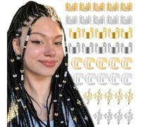 VENOFEN 40 gioielli per capelli per trecce oro e argento polsini per capelli regolabili gioielli non piercing clip per orecchie multi stile Loc dreadlock accessori per donne e ragazze