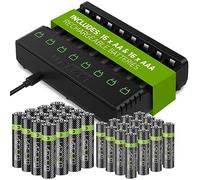 Dock di ricarica batteria AA / AAA più 16 batterie ricaricabili AA & 16 batte...