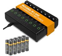Venom Power - Base di ricarica a 8 vie, con 10 batterie ricaricabili AAA da 500 mAh