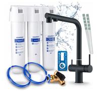 Venom Rubinetto da cucina a 3 vie Pull-Out Aquaphor Crystal H | Sistema di filtraggio dell'acqua, doccetta estraibile, beccuccio separato per acqua filtrata, montaggio monoforo