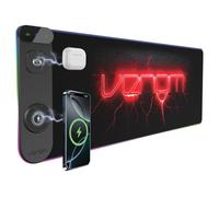 Venom Tappetino da Scrivania Gaming LED con Ricarica Wireless | Porte USB-C e USB-A | Tappetino Mouse Esteso 800 x 300 mm