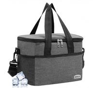 Venprodium 22L Borsa Frigo Termica, 33x25x27cm Borse Frigo Pieghevole, Borsa Termica Porta Pranzo, Mantieni il Cibo Fresco, Sacchetto Termico per Mare, Spiaggia, Campeggio e Shopping, Grigio