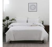 Vensan Set copripiumino e 2 federe, per letto king size, 100% raso di cotone, 300 fili, tinta unita, bianco, morbido, setoso, traspirante, qualità alberghiera a 5 stelle.