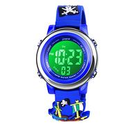 VenSten Orologio digitale sportivo impermeabile per bambini e bambine, per sport all'aria aperta, con sveglia luminosa, cronometro, orologio da polso per bambini, Pirata Blu, Sportivo