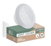 Vent Systems 100 mm / 3.94'' Pollici - Bianco - Plastica - Griglia da soffitto smontabile - Griglia di ventilazione rotonda - Copertura griglia - Schermo in nylon - prese d'aria HVAC per bagno, casa