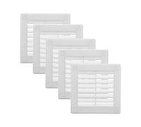 Vent Systems 100 x 100 mm, colore bianco, confezione da 5 pezzi - feritoia piatta quadrata per ventilazione - copertura per griglia - zanzariera integrata - prese d'aria HVAC per bagno, casa, ufficio