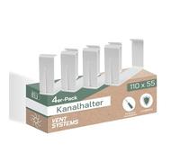 Vent Systems 110 x 55 mm - 4 pezzi - manico rettangolare - ingresso tubo dritto o flessibile e supporto di uscita - rubinetto di ventilazione per riscaldamento, raffreddamento - supporto canale per