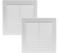 Vent Systems 150 x 150 mm - 2 Pezzi - Copertura di ventilazione bianca - Feritoie di ventilazione piatte e quadrate con zanzariera - Aperture di ventilazione HVAC per bagno, ufficio domestico