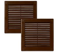 Vent Systems 150 x 150 mm, 2 pezzi di copertura di ventilazione marrone - prese d'aria piatte quadrate - protezione dagli insetti integrata - prese d'aria HVAC per bagno, ufficio domestico