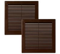 Vent Systems 200 x 200 mm - 2 Pezzi - Copertura di ventilazione marrone - Slits di ventilazione quadrati e piatti con zanzariera - Aperture di ventilazione HVAC per bagno, ufficio domestico - Griglia