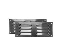 Vent Systems 260 x 105 mm in alluminio, 2 pezzi, griglia di ventilazione con griglia per insetti. Applicazioni HVC, riscaldamento e raffreddamento. Copertura di ventilazione interna ed esterna