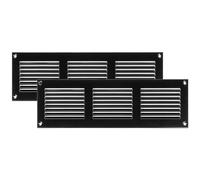 Vent Systems 300 x 100 mm - Confezione da 2 coperture per prese d'aria - Nero - Griglia in metallo con protezione antiparassitari integrata
