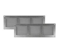Vent Systems 300 x 100 mm - Confezione da 2 coperture per prese d'aria - Zincato - Griglia in metallo con protezione antiparassitari integrata