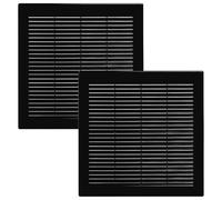 Vent Systems 300 x 300 mm, 2 pezzi di copertura di ventilazione nera - prese d'aria piatte quadrate - protezione dagli insetti integrata - prese d'aria HVAC per bagno, ufficio domestico