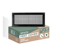 Vent Systems 5 "x 30,5 cm, colore nero, confezione da 5 copriprese d'aria in plastica con protezione contro i parassiti incorporata, copertura per ventilazione per la casa 130 x 300 mm