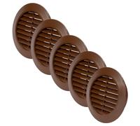 Vent Systems Confezione da 5 griglie marroni da 70 mm per porta d'aria/condotto d'aria - Mini Circle - Griglia di ventilazione - griglie di ventilazione per interni, bagno, armadio, garage attraverso