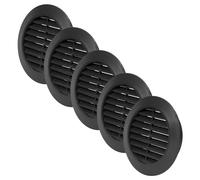 Vent Systems Confezione da 5 griglie per condotti d'aria da 7 cm, colore nero, mini cerchio, griglia di ventilazione per interni, per bagno, armadio, garage attraverso la porta di ventilazione