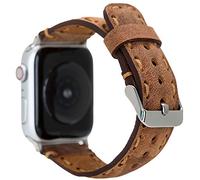 VENTA® Cinturino di ricambio in pelle per Apple Watch 1/2/3/4/5, compatibile con Apple Watch, in vera pelle (42-44 mm/anticata caffè/VA9-G8) + set di adattatori argento