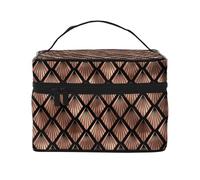 Ventagli Art Déco in oro rosa su nero, Borsa per il trucco Borsa per cosmetici Borsa da viaggio portatile da viaggio Astuccio per matite