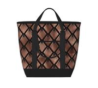 Ventagli Art Déco in oro rosa su nero,Borsa porta pranzo grande capacità isolata per donne e uomini, lavoro, picnic, viaggi