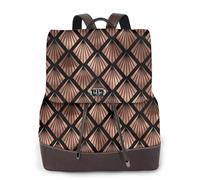 Ventagli Art Déco in oro rosa su nero,Zaino da donna, impermeabile, leggero, in pelle PU, alla moda, da viaggio
