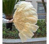 Ventagli con piume di struzzo, 13 piume di struzzo, pieghevoli, rosa chiaro, multicolore, 100-130 cm, confezione da 1 o 2 per danza e festa di nozze (48 beige scuro, 130 cm, 1 paio (due)