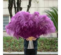 Ventagli con piume di struzzo, 13 piume di struzzo, pieghevoli, rosa chiaro, multicolore, 100-130 cm, confezione da 1 o 2 per danza e festa di nozze (44 falce viola, 100 cm, 1 paio (due)