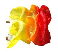 Ventagli da danza, ventagli di seta, Veli a ventaglio in bambù for danza del ventre, 1 paio, accessori for spettacoli in vera seta, multicolore, diverse misure(56,180x90cm)