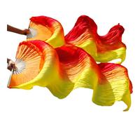 Ventagli da danza, Ventagli lunghi, Veli, Velo a ventaglio in bambù a strisce sfumate in seta 100% vera, accessori for danza del ventre, 1 pezzo/1 paio(FS32,120cm 1 Pair)