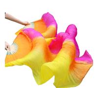 Ventagli da danza, Ventagli lunghi, Veli, Velo a ventaglio in bambù a strisce sfumate in seta 100% vera, accessori for danza del ventre, 1 pezzo/1 paio(FS53,180cm 1 Pair)