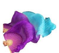 Ventagli da danza, Ventagli lunghi, Veli, Ventagli da ballo fatti a mano donna in seta, veli in al 100%, 1 paio, sinistro + destro, 120/150/180 * 90 cm(A7,230x90cm Real Silk)