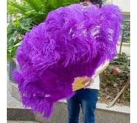 Ventagli di piume di struzzo bianche naturali da donna, per carnevale, matrimonio, festa di Halloween, danza, pieghevoli, artigianali, 100 cm, 130 cm, viola scuro, 100 cm, 2 pezzi