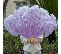 Ventagli di piume di struzzo bianche naturali da donna, per carnevale, matrimonio, festa di Halloween, danza, pieghevoli, artigianali, 100 cm, 130 cm, viola chiaro, 130 cm, 2 pezzi