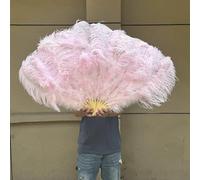 Ventagli di piume di struzzo bianche naturali da donna, per carnevale, matrimonio, festa di Halloween, danza, pieghevoli, artigianali, 100 cm, 130 cm, rosa chiaro, 100 cm, 2 pezzi