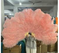 Ventagli di piume di struzzo bianche naturali da donna, per carnevale, matrimonio, Halloween, feste, balli, pieghevoli, artigianali, 100 cm, 130 cm, rosa cipria, 130 cm, 2 pezzi