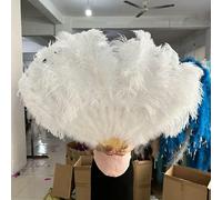 Ventagli di piume di struzzo grandi e gialli, soffici, da esibizione, da ballo, pieghevoli, da tenere a mano, vari stili, accessori per feste, spettacoli teatrali, ventaglio - bianco - 100 cm, 1 pez