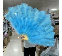 Ventagli di piume di struzzo naturali grandi, rossi, 13 ossa, 90/130 cm, da tenere in mano sinistra e destra, accessori per spettacoli di carnevale, piume, 28 blu cielo, 130 cm, 2 pezzi