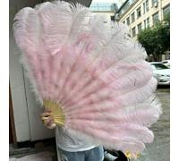 Ventagli di piume di struzzo naturali grandi, rossi, 13 ossa, 90/130 cm, da tenere in mano sinistra e destra, accessori per spettacoli di carnevale, piume, rosa chiaro, 130 cm, 2 pezzi