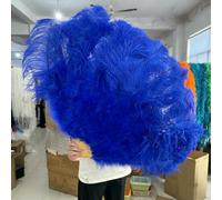 Ventagli di piume di struzzo naturali grandi, rossi, 13 ossa, 90/130 cm, da tenere in mano sinistra e destra, pieghevoli, per spettacoli di carnevale, piume, blu reale, 90 cm, 2 pezzi
