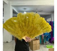 Ventagli di piume di struzzo naturali grandi, rossi, 13 ossa, 90/130 cm, da tenere in mano sinistra e destra, accessori per spettacoli di carnevale, piume, verde oliva, 32 cm, 2 pezzi