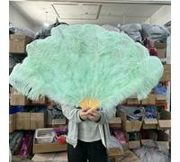 Ventagli di piume di struzzo naturali grandi, rossi, 13 ossa, 90/130 cm, da tenere in mano sinistra e destra, accessori per spettacoli di carnevale, piume, verde menta, 90 cm, 2 pezzi