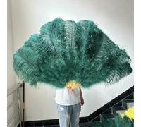Ventagli di piume di struzzo rosa pesca da 2 pezzi, pieghevoli, portatili, decorativi, per spettacoli, feste, spettacoli teatrali, 130 cm, verde scuro, 100 cm, 1 paio (due)