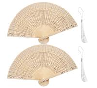 Ventagli In Legno Cavi Da 2 Pezzi, Nappe Pendenti Da 2 Pezzi, Ventagli In Stile Cinese, Ventagli In Legno, Mini Ventilatori, Ventagli Pieghevoli, Ventagli Portatili