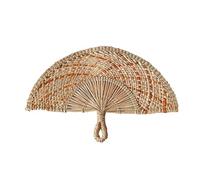 Ventagli in paglia intrecciata, Hand-woven Straw Fan Semicircular Sea Grass Raffia Palm Leaf Multicolor(Orange)