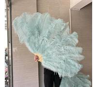 Ventagli in piume di struzzo, 13 piume di struzzo, pieghevoli, rosa chiaro, multicolore, 100-130 cm, confezione da 1 o 2 per danza e festa di nozze (27 azzurri, 100 cm, 1 pezzo, per mano sinistra)