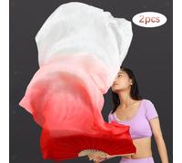 Ventagli in velo di seta per danza del ventre, lunghi 1,8 m, per spettacoli