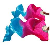 Ventagli lunghi pieghevoli for danza del ventre, veli di seta, ventagli da danza, 1 paio, fatti a mano, in seta, for danza del ventre, camicia da danza tradizionale(13,S 120cm 90cm)
